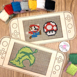 BUNDLE: Stitchable Wooden Video Game Handheld Console & Icon Needle Minder