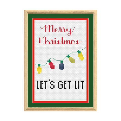 Let's Get Lit - Merry Christmas Sampler Cross Stitch Pattern