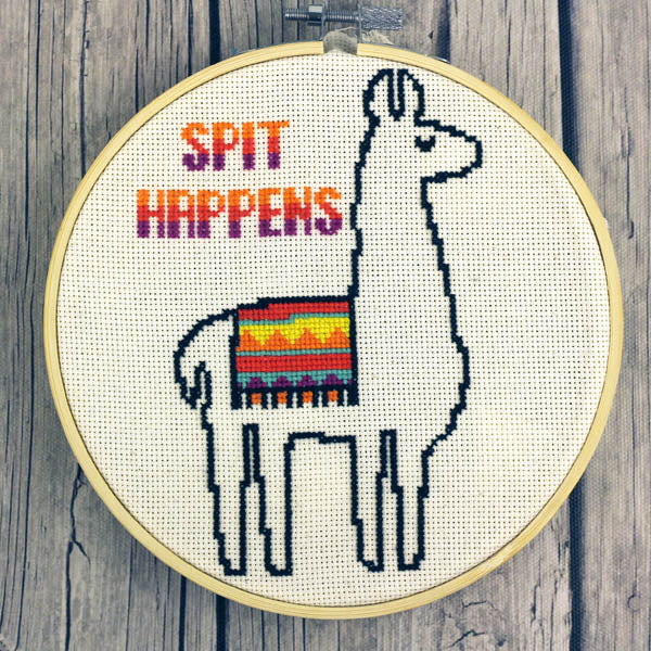 Spit Happens Llama Cross Stitch Pattern – Snarky Crafter Designs cross-stitch-pattern-pdf-no-prob-llama-the-stranded-stitch