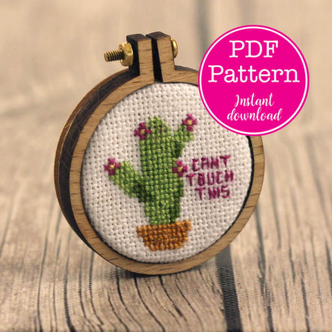 "Can't Touch This" Flowering Cactus Cross Stitch Pattern