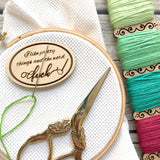 "I like pretty things and the word F-ck"  Needle minder | Snarky Naughty F word Magnetic Wood Needleminder