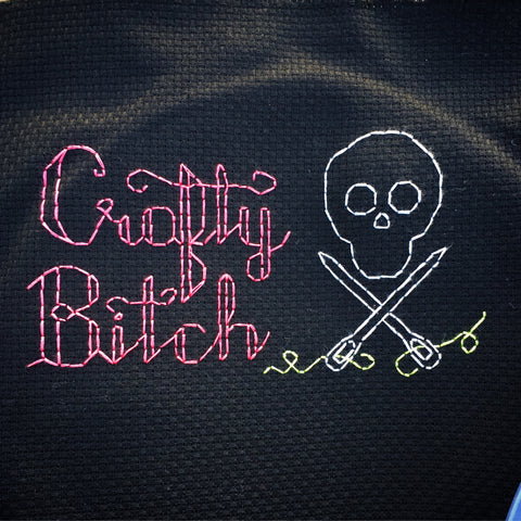 Crafty Bitch Skull and Crossed Needles Cross Stitch Pattern