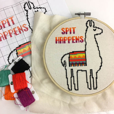 Spit Happens Llama Cross Stitch Pattern