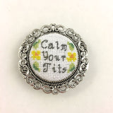 Cross Stitch or Embroidery Silver Round Brooch Blanks (Set of 3)