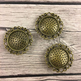 Cross Stitch or Embroidery Antique Bronze Round Brooch Blanks (Set of 3)