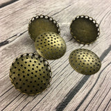 Cross Stitch or Embroidery Antique Bronze Scalloped Brooch Blanks (Set of 3)