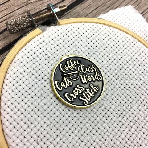Coffee Cats Cross Stitch and Cuss Words Needle Minder  *SNARKY CRAFTER EXCLUSIVE**