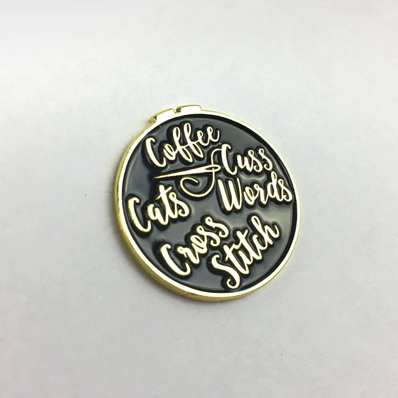 Coffee Cats Cross Stitch and Cuss Words Needle Minder  *SNARKY CRAFTER EXCLUSIVE**