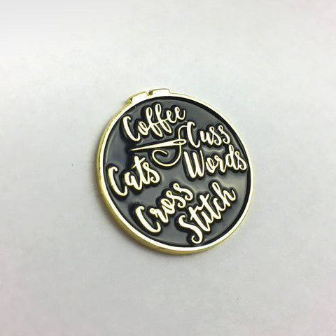 Coffee Cats Cross Stitch and Cuss Words Needle Minder  *SNARKY CRAFTER EXCLUSIVE**