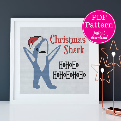 Christmas Shark Funny Holiday Cross Stitch Pattern