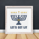Let's Get Lit - Hanukkah Menorah Cross Stitch Pattern