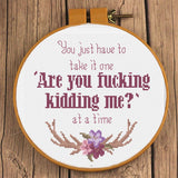 You just have to take it one "Are you fucking kidding me?" at a time Cross Stitch Pattern