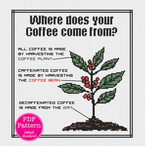 Sarcastic Decaf Coffee Cross Stitch Pattern