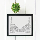 Funny Bra Word Art Cross Stitch Pattern