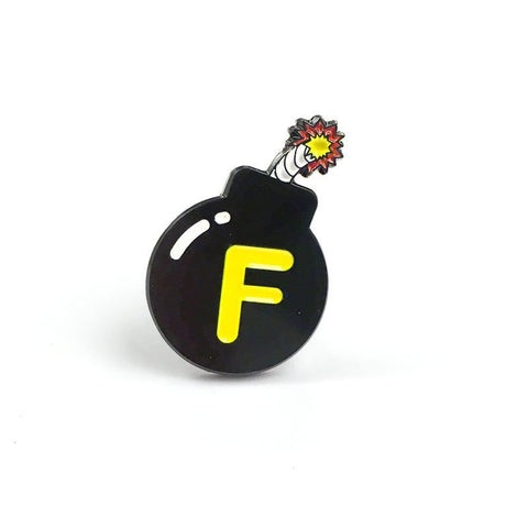 F Bomb Enamel Pin | Naughty F word Lapel Pin | Black Round f-bomb funny brooch |  Snarky Dropping F Bombs