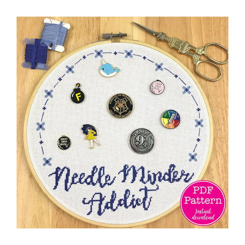Needle Minder Addict Custom Needle Minder Storage (Cross Stitch Pattern) | Needleminder collection display hoop | Needle nanny storage