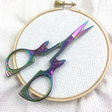 Iridescent Guitar Embroidery Scissors- Extra sharp fine tip | Small Silver or Rainbow Cross Stitch Needlepoint Snips | Guitar Lovers Scissor