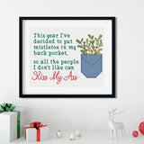 I put mistletoe in my back pocket so everyone can kiss my ass Christmas Sampler Cross Stitch Pattern