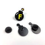 F Bomb Enamel Pin | Naughty F word Lapel Pin | Black Round f-bomb funny brooch |  Snarky Dropping F Bombs
