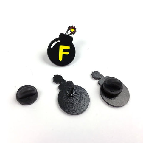 F Bomb Enamel Pin | Naughty F word Lapel Pin | Black Round f-bomb funny brooch |  Snarky Dropping F Bombs