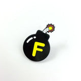F Bomb Enamel Pin | Naughty F word Lapel Pin | Black Round f-bomb funny brooch |  Snarky Dropping F Bombs