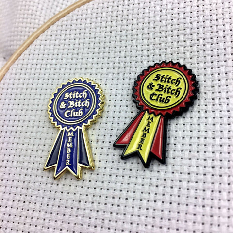 Stitch and Bitch Club Member Needle Minder | Stitch n' Bitch Award Ribbon Membership Pin Needleminder | Needle Nanny | Magnetic Hoop Flair