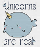 Unicorns are real Cute Narwhal Cross Stitch Pattern | Narwhale- Unicorn of the Sea Cross Stitch Design | Fat Adorable Whale XStitch
