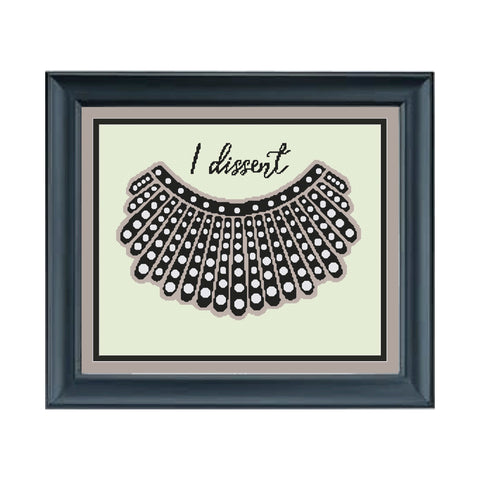 Dissent Collar RBG Tribute Cross Stitch Pattern