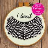 Dissent Collar RBG Tribute Cross Stitch Pattern