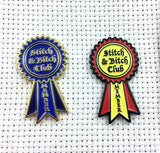 Stitch and Bitch Club Member Needle Minder | Stitch n' Bitch Award Ribbon Membership Pin Needleminder | Needle Nanny | Magnetic Hoop Flair