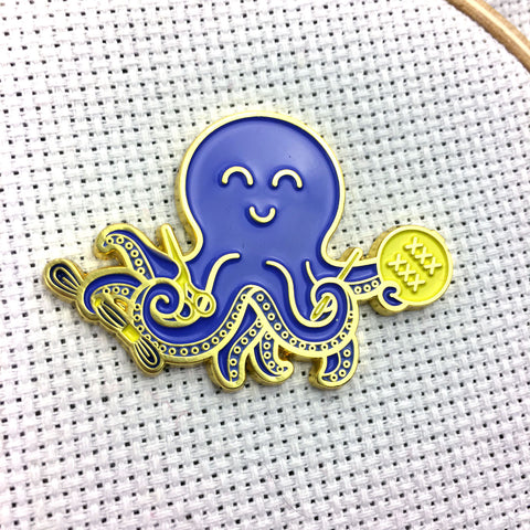 Stitching Octopus Magnetic Enamel Needle Minder