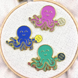 Stitching Octopus Magnetic Enamel Needle Minder