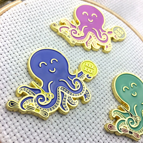 Stitching Octopus Magnetic Enamel Needle Minder