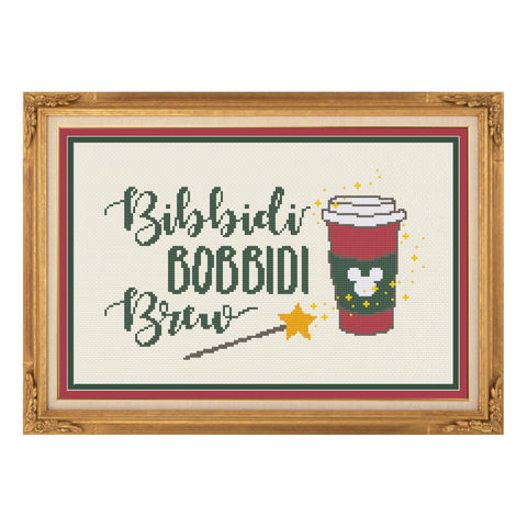 Bibbidy Bobbidi Brew Coffee Cross Stitch Pattern