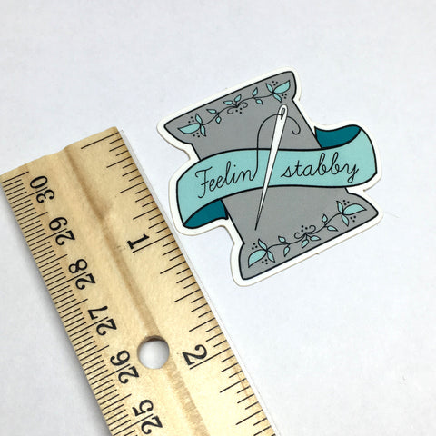 Feeling Stabby Laptop Stickers | Craft Lover Vinyl Decals | Sewist Stitcher Needle and Thread Adhesive Self Stick Labels