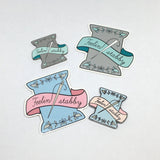 Decal & Needle Minder Set | Feeling Stabby Needle Minder and Laptop Sticker Bundle | Enamel Needleminder and Decal Set