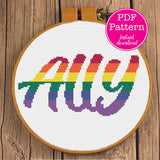 Rainbow Ally LGBT Supporter Cross Stitch Pattern