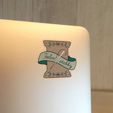 Decal & Needle Minder Set | Feeling Stabby Needle Minder and Laptop Sticker Bundle | Enamel Needleminder and Decal Set