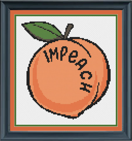 Impeach Peach Political Cross Stitch