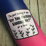 I'm Just Taking It One "Are You Fucking Kidding Me? At a Time Laptop Stickers | WTF? Vinyl Bottle Decals | VSCO Sticker Self Stick Labels