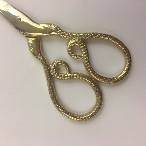 Snake Embroidery Scissors | Gold Serpent Cross Stitch Sewing Scissors | Coiled Snake Brass Fine Point Scissors | Viper Snips