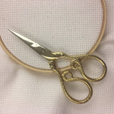 Snake Embroidery Scissors | Gold Serpent Cross Stitch Sewing Scissors | Coiled Snake Brass Fine Point Scissors | Viper Snips