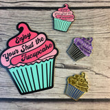 BUNDLE: Shut the Fucupcake Decal & Needle Minder | STFU Needleminder - Flask Sticker Set | Snarky CupcakeEnamel Needle Magnet - Die Cut Set