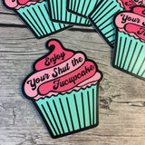 BUNDLE: Shut the Fucupcake Decal & Needle Minder | STFU Needleminder - Flask Sticker Set | Snarky CupcakeEnamel Needle Magnet - Die Cut Set
