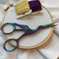 Irridescent Stork Embroidery Scissors | Small Fine Tip Egret Heron Bird Sewing Scissors | Rainbow Metal Colorful Cross Stitch Thread Snips