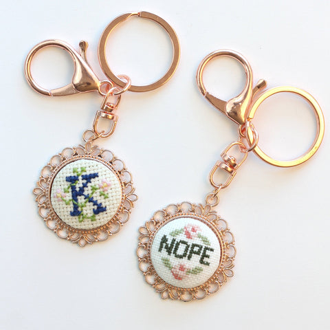 Stitchable Rose Gold Empty Cross Stitch Keychain