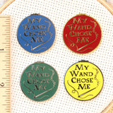 My Wand Chose Me Wizarding House Needle Minders | Magic Wand Sewing Needle Magnets | Embroidery Cross Stitch Enamel Needleminders for Wizard