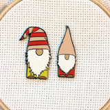 Gnomes Enamel Needle Minders | Scandinavian Christmas Elf Leprechaun Needleminder | Little Holiday Red Green Gnome Magnetic Needle Nanny