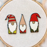 Gnomes Enamel Needle Minders | Scandinavian Christmas Elf Leprechaun Needleminder | Little Holiday Red Green Gnome Magnetic Needle Nanny
