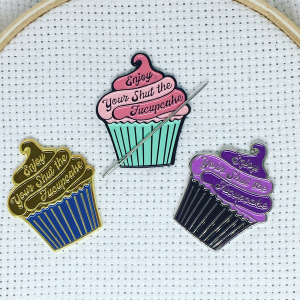 Caterpillar Cross Stitch Needle Minder - Cupcake for Cross Stitch, Sewing, Embroidery and Needlework Accessories, Enamel and Magnetic